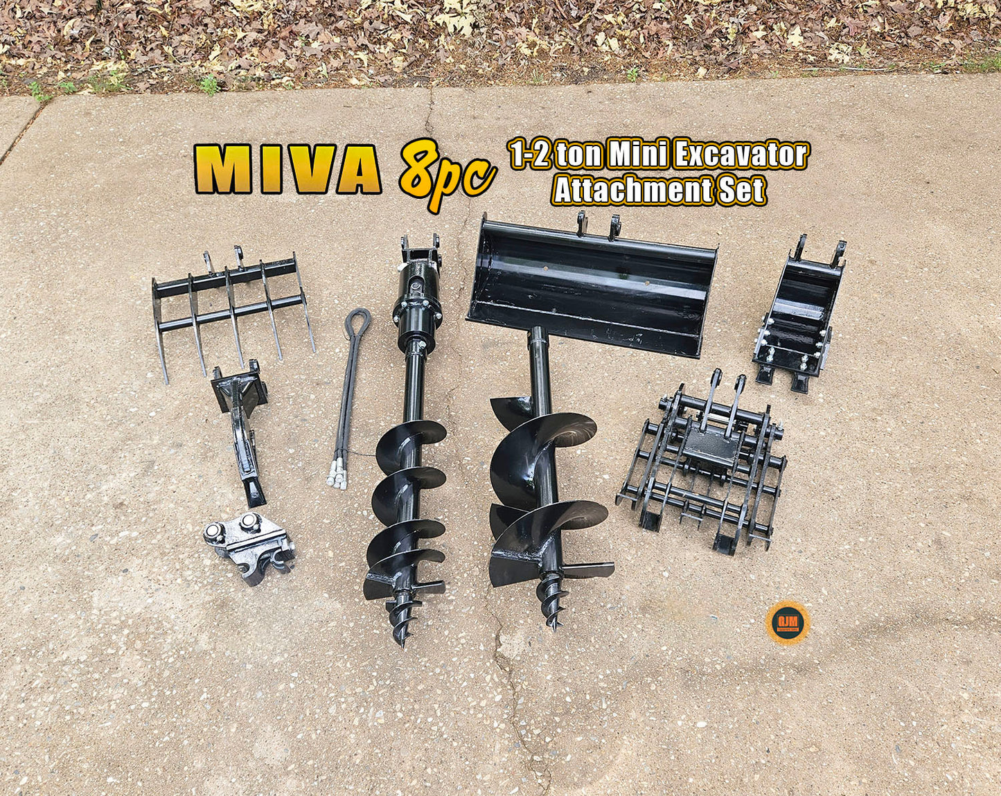MIVA 8pc Attachment Set for 1-2 Ton Mini Excavators