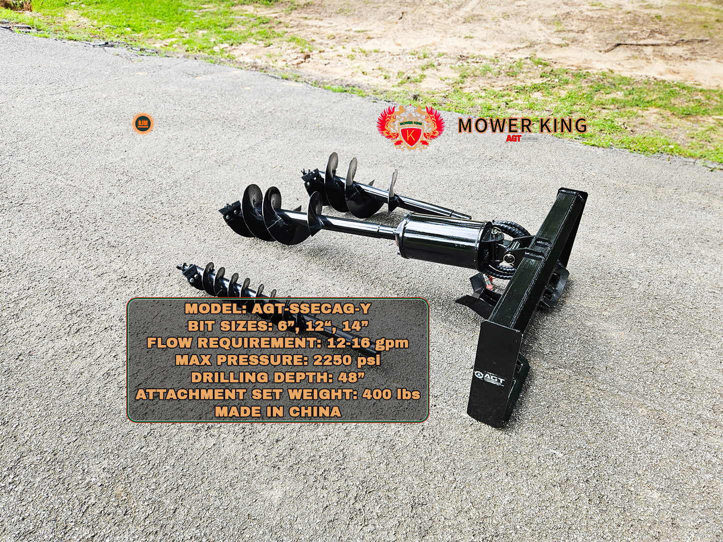 Mower King AGT-SSECAG-Y 3pc Hydraulic Auger Set