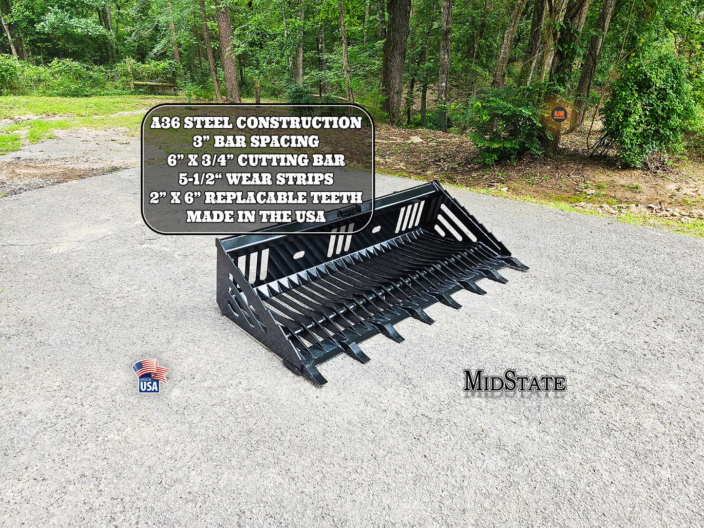 MidState 84" Toothed Rock Bucket