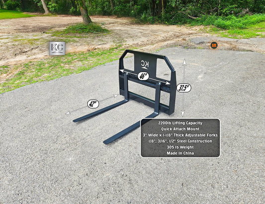 KC 42" 2200lb Capacity Q/A Pallet Forks
