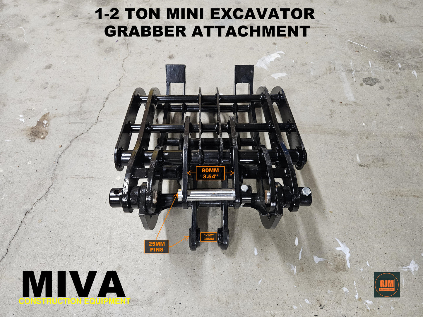 MIVA Grabber Attachment for 1-2 Ton Mini Excavators