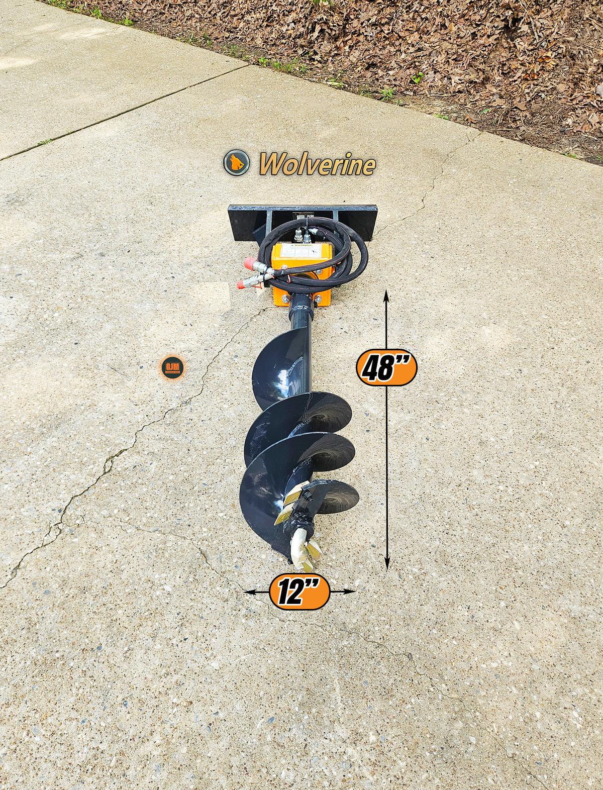 Wolverine MAD-12-12D Mini Skid Steer Hydraulic Auger with 12